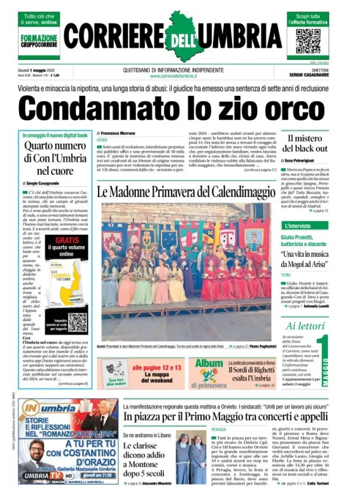 Prima-pagina-corriere umbria-del-2025-05-01